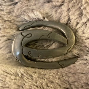 Vintage Lisa Jenks Modernist Slide Pendant Pewter Medallion